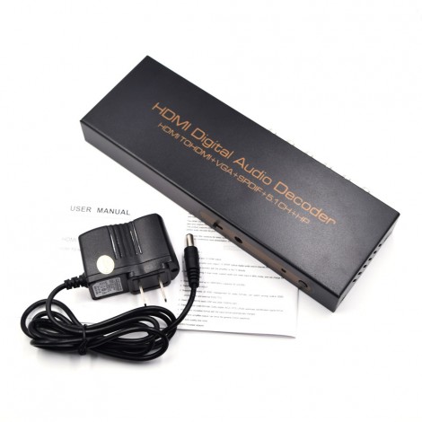 BK-51S 1080p HDMI to HDMI VGA SPDIF 5.1ch RCA Digital Multi-channel Audio Decoders
