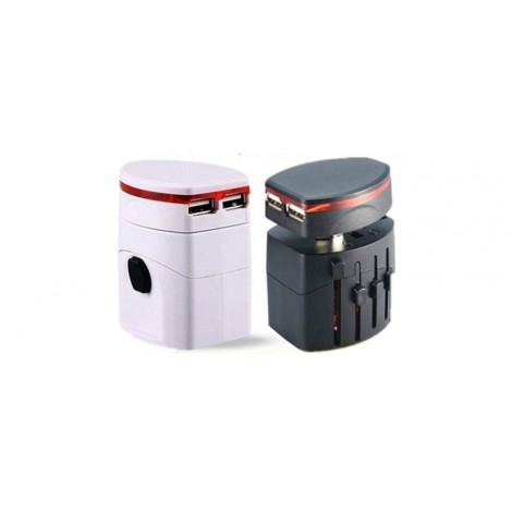 2USB Universal World Travel Charger Adapter Plug All in one AC Power Adapter Converter to US/UK/AU/EU Plug Socket International