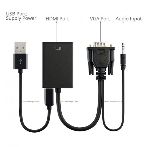 NK-330 VGA Stecker auf HDMI Ausgang 1080P HD + Audio AV HDTV Video Kabel Konverter Adapter