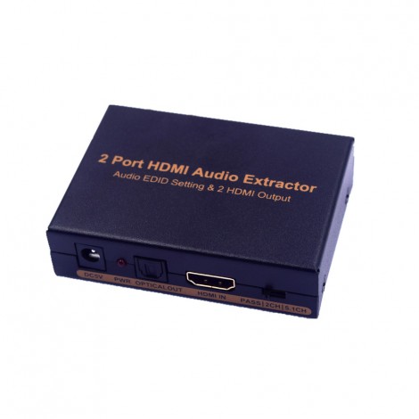 BK-912 HDMI Splitter with Integrated Audio Extractor with Optical and RCA L / R Stereo Outputs