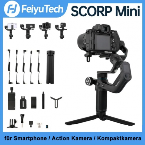 Feiyu SCORP Mini Alles in einem 3-Achse Handheld Gimbal Stabilisator für Smartphone / Spiegellose Action Kamera Gopro 9 10 / Kompaktkamera