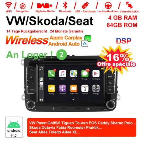 7 zoll Android 12.0 Autoradio / Multimedia 4GB RAM 64GB ROM Für VW GOLF JETTA POLO Touran COS, Skoda Fabia octavia mit wifi Bluetooth 5.0 USB