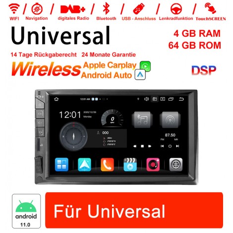 7 Zoll Android 11.0 Autoradio / Multimedia 4GB RAM 64GB ROM für Universal GPS Navigation Stereo Radio WIFI MP3 Bluetooth USB