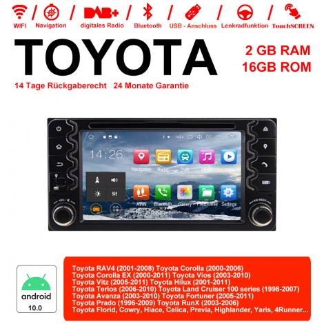 6.2 Zoll Android 10.0 Autoradio/Multimedia 2GB RAM 16GB ROM Für Toyota Corolla Camry Prado RAV4 Hilux VIOS