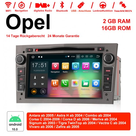 2din Android 10.0 Octa-core 2GB RAM 16GB ROM Autoradio Für Opel Astra Vectra Antara Zafira Corsa GPS Navigation Radio Farbe Grau