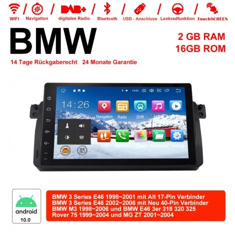 9 Zoll Android 10.0 Autoradio/Multimedia 2GB RAM 16GB ROM Für BWM 3Series M3 75 E46 3er MG ZT
