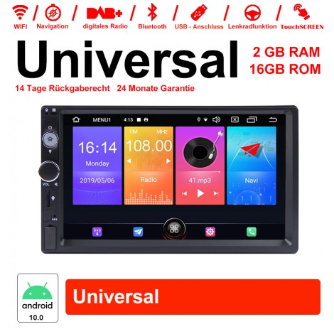 7 Zoll Android 10.0 Autoradio / Multimedia 2GB RAM 16GB ROM Für Universal