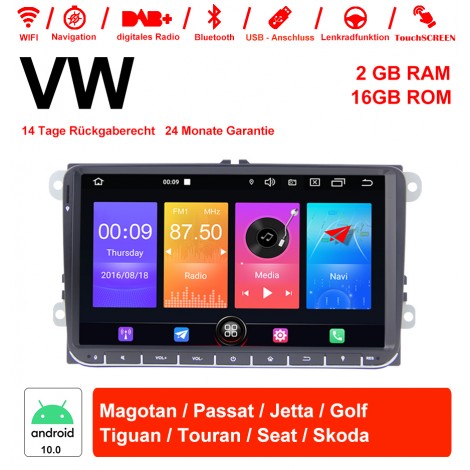9 Zoll Android 10.0 Autoradio / Multimedia 2GB RAM 16GB ROM Für VW Magotan,Passat,Jetta,Golf,Tiguan,Touran,Seat,Skoda Mit WiFi NAVI Bluetooth USB
