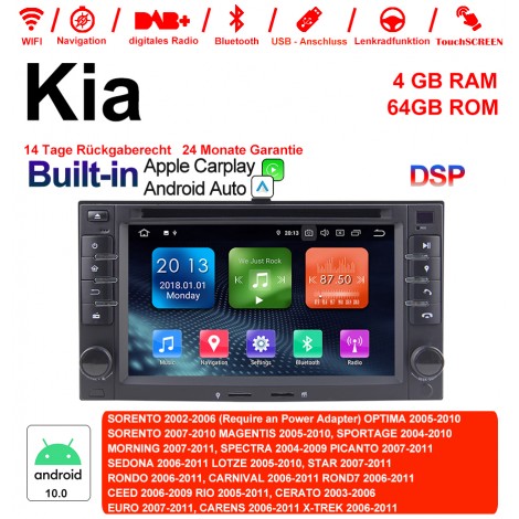6.2'' Android 10.0 Octa-core 4GB RAM 64GB Flash Autoradio / Multimedia Für Kia SORENTO,OPTIMA,SORENTO,MAGENTIS,SPORTAGE,MORNING,SPECTRA, PICANTO,SEDONA,LOTZE,STAR,RONDO,CARNIVAL, ROND,CEED,RIO,CERATO,EURO,CARENS,X-TREK Built-in Carplay / Android Auto