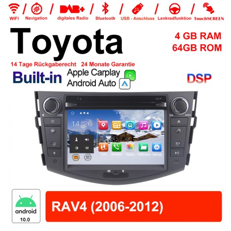 7 Zoll Android 10.0 Autoradio / Multimedia 4GB RAM 64GB ROM Für Toyota RAV4 Mit WiFi NAVI Bluetooth USB Built-in Carplay / Android Auto