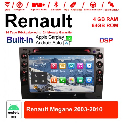 7 Zoll Android 10.0 Autoradio / Multimedia 4GB RAM 64GB ROM für   RENAULT MEGANE 2003-2010 Built-in Carplay / Android Auto