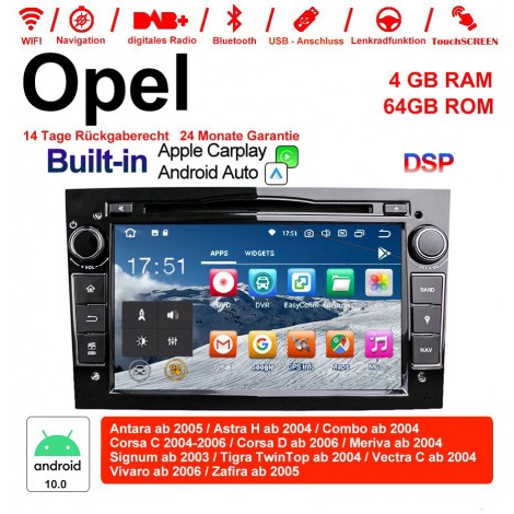 7 Zoll Android 10.0 Autoradio / Multimedia 4GB RAM 64GB ROM Für Opel Astra Vectra Antara Zafira Corsa MIT dem verbauten DSP ( Digital Sound Prozessor )  und Bluetooth 5.0 Schwarz Built-in Carplay / Android Auto