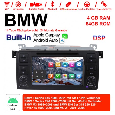7 Zoll Android 10.0 Autoradio 4GB RAM 64GB ROM Für BMW 3 Series E46 BMW M3 Rover 75 Built-in Carplay / Android Auto