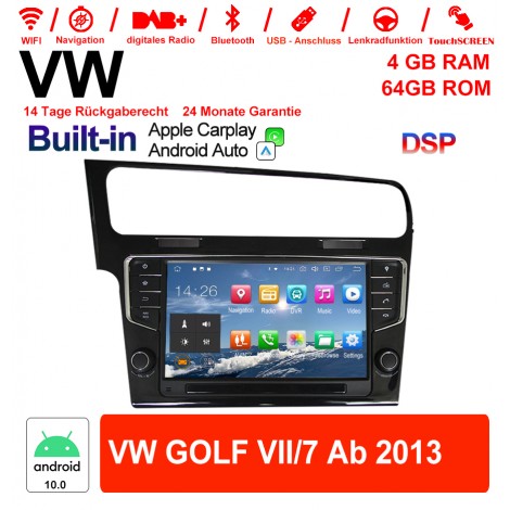 9 Zoll Android 10.0 Autoradio / Multimedia 4GB RAM 64GB ROM Für VW GOLF VII/7 ab 2013 Built-in Carplay / Android Auto