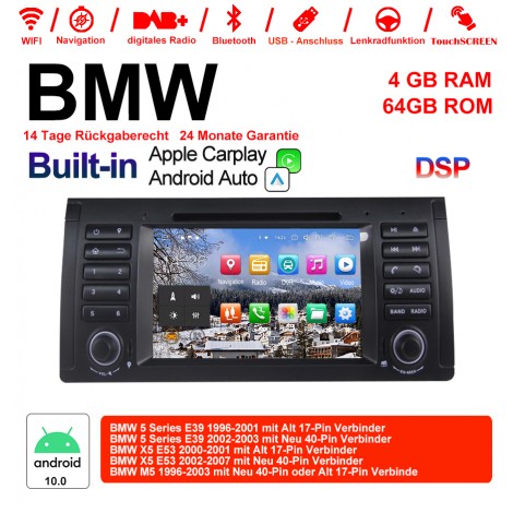 7 Zoll Android 10.0 Autoradio / Multimedia 4GB RAM 64GB ROM Für BMW E53 E39 X5 M5 Built-in Carplay / Android Auto