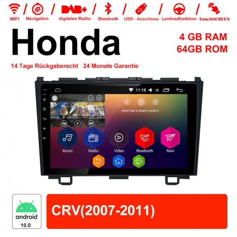 9 Zoll Android 10.0 Autoradio / Multimedia 4GB RAM 64GB ROM Für Honda CRV Mit WiFi NAVI Bluetooth USB