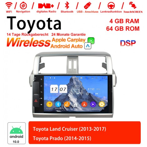 10 Zoll Android 12.0 Autoradio / Multimedia 4GB RAM 64GB ROM Für Toyota Land Cruiser /Prado Built-in Carplay / Android Auto