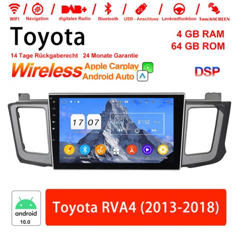 10 Zoll Android 12.0 Autoradio / Multimedia 4GB RAM 64GB ROM Für Toyota RAV4 2013-2018 Mit WiFi NAVI Bluetooth USB Built-in Carplay/Android Auto