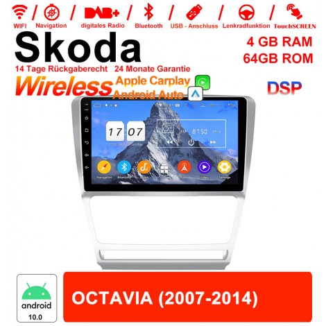 10 Zoll Android 12.0 Autoradio / Multimedia 4GB RAM 64GB ROM Für Skoda Octavia 2007-2014 Mit DSP Built-in Carplay Android Auto