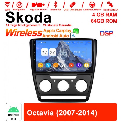 10 Zoll Android 12.0 Autoradio / Multimedia 4GB RAM 64GB ROM Für Skoda Octavia 2007-2014 Built-in Carplay Android Auto
