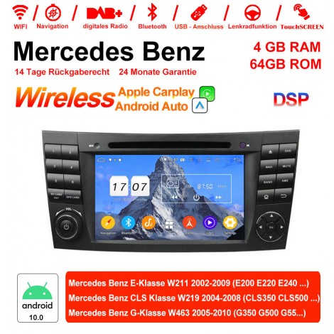 7 Zoll Android 12.0  Autoradio / Multimedia 4GB RAM 64GB ROM Für E-Klasse W211,CLS Klasse W219,G-Klasse W463 Built-in CarPlay Android Auto