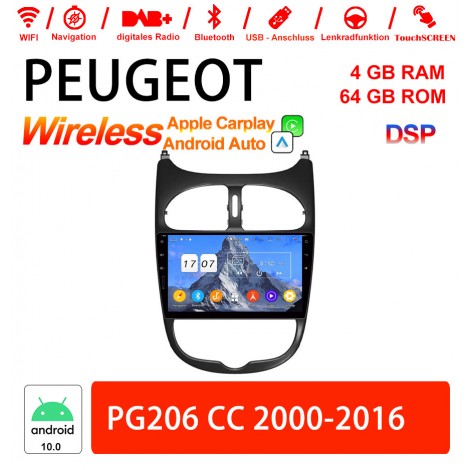 9 Zoll Android 12.0 Autoradio / Multimedia 4GB RAM 64GB ROM Für Peugeot 206 CC