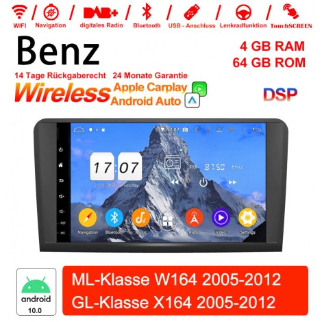 9 Zoll Android 12.0 Autoradio / Multimedia 4GB RAM 64GB ROM Für Mercedes Benz ML/GL-Class W164 X164 Built-in Carplay / Android Auto