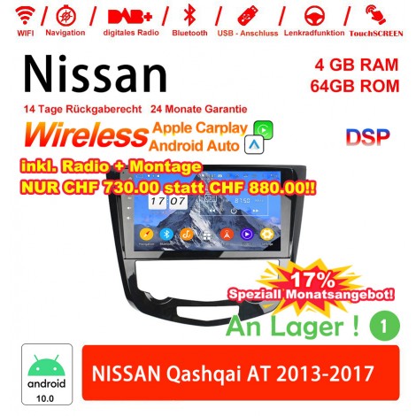 10.1 Zoll Android 12.0 Autoradio / Multimedia 4GB RAM 64GB ROM Für NISSAN Qashqai AT 2013-2017 Built-in Carplay / Android Auto