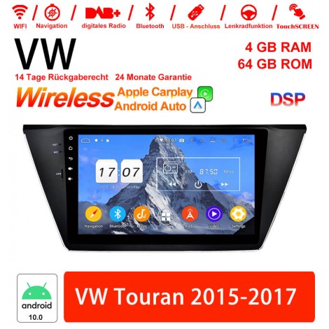 10 Zoll Android 12.0 Autoradio / Multimedia 4GB RAM 64GB ROM Für VW Touran 2015-2017 Built-in Carplay/Android Auto