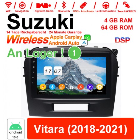 9 Zoll Android 12.0 Autoradio / Multimedia 4GB RAM 64GB ROM Für Suzuki Vitara 2018-2021 Mit WiFi NAVI Bluetooth USB