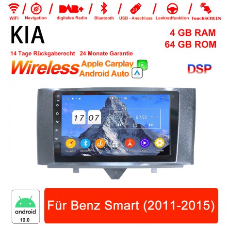 9 Zoll Android 12.0 Autoradio / Multimedia 4GB RAM 64GB ROM für Mercedes Benz Smart 2011-2015 Built-in Carplay / Android Auto