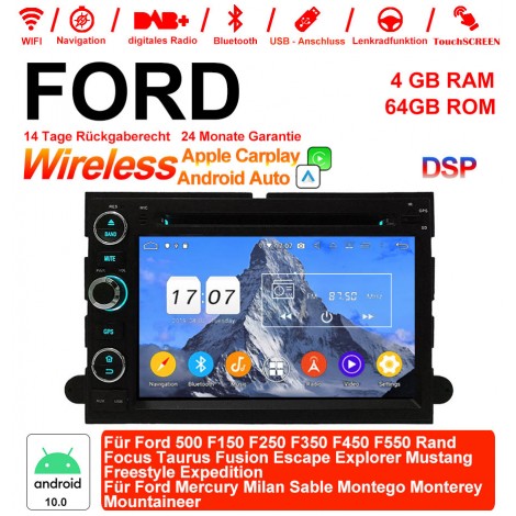 7 Zoll Android 12.0 Autoradio / Multimedia 4GB RAM 64GB ROM Für Ford 500 F150 F250 F350 F450 F550 Rand Focus Taurus Fusion Escape Explorer Mustang Freestyle Expedition Ford Mercury Milan Sable Montego Monterey Mountaineer Mit WiFi NAVI Bluetooth USB