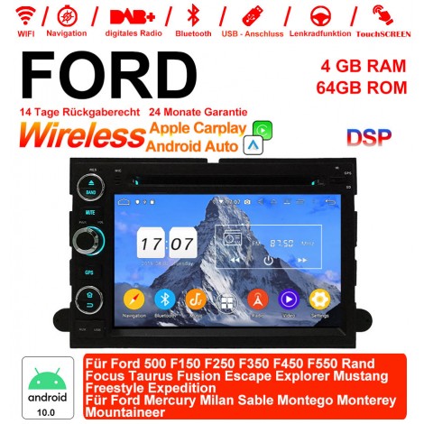 7 Zoll Android 12.0 Autoradio / Multimedia 4GB RAM 64GB ROM Für Ford 500 F150 F250 F350 F450 F550 Rand Focus Taurus Fusion  Escape Explorer Mustang Freestyle Expedition Ford Mercury Milan Sable Montego Monterey Mountaineer Mit WiFi NAVI Bluetooth USB