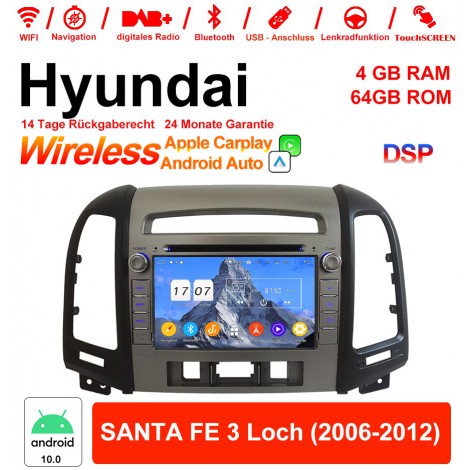 7 Zoll Android 12.0 Autoradio / Multimedia 4GB RAM 64GB ROM Für Hyundai SANTA FE 3 Loch 2006-2012 Mit WiFi NAVI Bluetooth USB