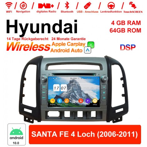 7 Zoll Android 12.0 Autoradio / Multimedia 4GB RAM 64GB ROM Für Hyundai SANTA FE 4 Loch 2006-2011 Mit WiFi NAVI Bluetooth USB