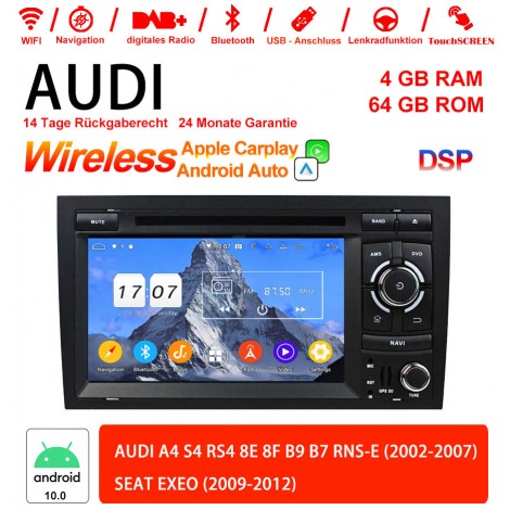 7 Zoll Android 12.0 Autoradio / Multimedia 4GB RAM 64GB ROM Für AUDI A4 SEAT EXEO S4 RS4 8E 8F B9 B7 RNS-E