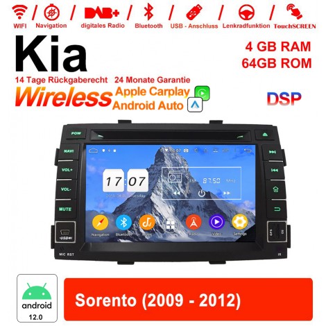 7 Zoll Android 12.0 Autoradio / Multimedia 4GB RAM 64GB ROM Für Kia Sorento 2009-2012 Mit WiFi NAVI Bluetooth USB