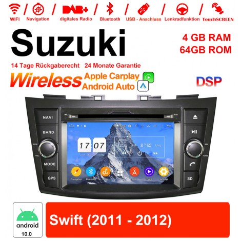 7 Zoll Android 12.0 Autoradio / Multimedia 4GB RAM 64GB ROM Für Suzuki Swift 2011 2012 Built-in Carplay / Android Auto