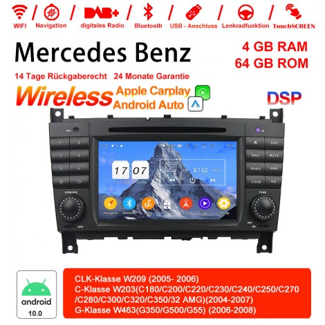 7 Zoll Android 12.0  Autoradio / Multimedia 4GB RAM 64GB ROM für Benz CLK-Klasse W209/C-Klasse W203/G-Klasse W463 Built-in Carplay / Android Auto