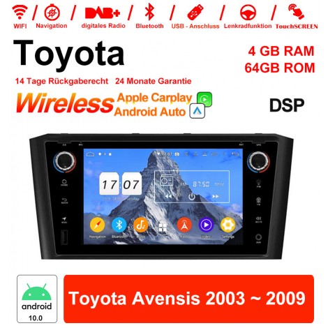 7'' Android 12.0 Octa-core 4GB RAM 64GB ROM Autoradio / Multimedia Für Toyota Avensis 2003 ~ 2009 Mit WiFi NAVI Bluetooth USB Built-in Carplay Android Auto