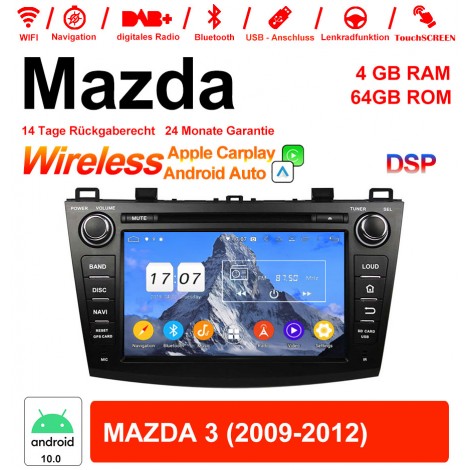 8 Zoll Android 12.0 Autoradio / Multimedia 4GB RAM 64GB ROM Für Mazda 3 2009-2013 Mit WiFi NAVI Bluetooth USB
