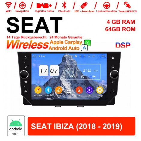8 Zoll Android 12.0 Autoradio / Multimedia 4GB RAM 64GB ROM Für Seat IBIZA 2018 2019 Mit WiFi NAVI Bluetooth USB