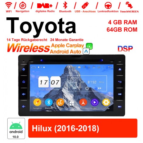 8 Zoll Android 12.0 Autoradio / Multimedia 4GB RAM 64GB ROM Für Toyota Hilux 2016-2018 Mit WiFi NAVI Bluetooth USB