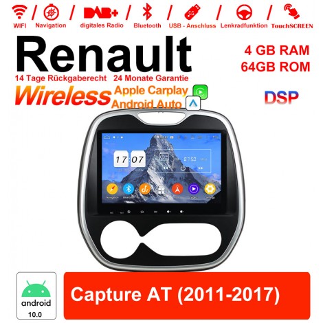 9 Zoll Android 12.0 Autoradio / Multimedia 4GB RAM 64GB ROM Für Renault Capture AT 2011-2017 Mit WiFi NAVI Bluetooth USB