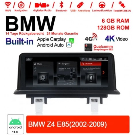 10.25 Zoll Qualcomm Snapdragon 662 8 Core Android 12.0 4G LTE Autoradio / Multimedia USB WiFi Navi Carplay Für BMW Z4 E85 (2002-2009)