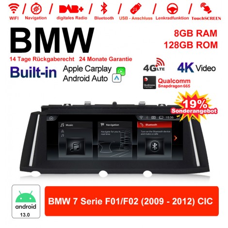 10.25 Zoll Qualcomm Snapdragon 665 8 Core Android 13.0 4G LTE Autoradio / Multimedia USB WiFi Navi Carplay Für BMW 7 Series F01/F02 2009-2012 CIC