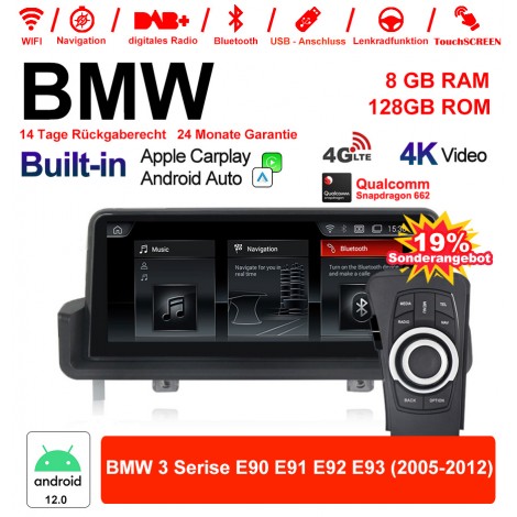 10.25 Zoll Qualcomm Snapdragon 665 8 Core Android 12.0 4G LTE Autoradio / Multimedia USB WiFi Navi Carplay Für BMW 3 Series E90 E91 E92 E93