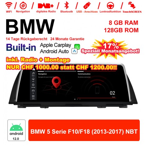 10.25 Zoll Qualcomm Snapdragon 665 8 Core Android 12.0 4G LTE Autoradio / Multimedia USB WiFi Navi Carplay Für BMW 5 Series F10/F18 (2013-2017) NBT