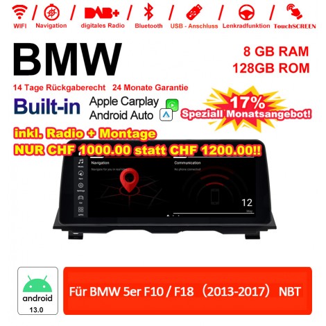 12.3 Zoll Qualcomm Snapdragon 665 8 Core Android 13.0 4G LTE Autoradio / Multimedia USB Carplay Für BMW 5 Series F10/F18 2013-2017 NBT Mit WiFi