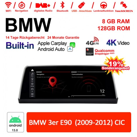 10.25 Zoll Qualcomm Snapdragon 665 8 Core Android 13.0 4G LTE Autoradio / Multimedia USB WiFi Navi Carplay Für BMW 3 Series E90 (2009-2012) CIC